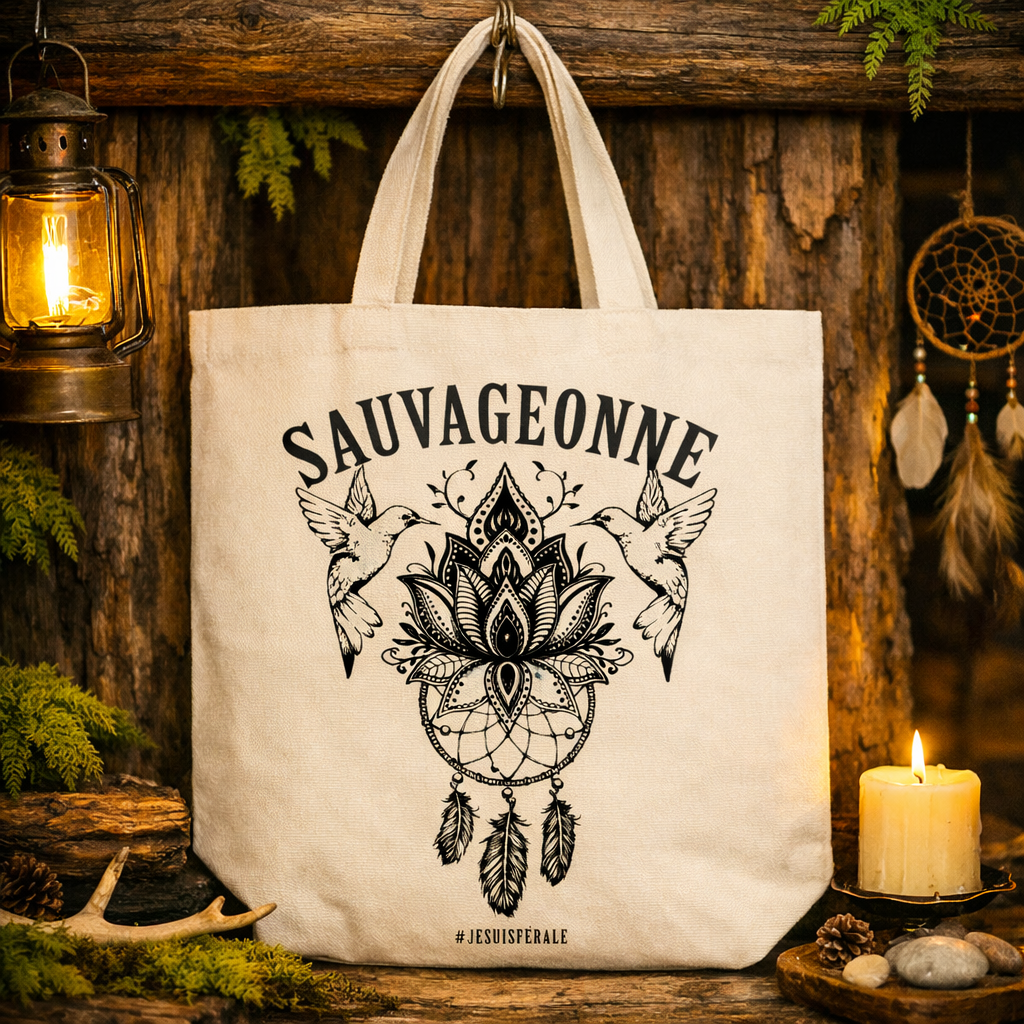 Tote bag tissé "Sauvageonne"